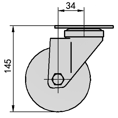 4寸平底刹车铝芯聚氨酯轮（黄、平）