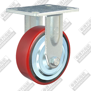 8寸平底固定铁芯聚氨酯轮（红、平）