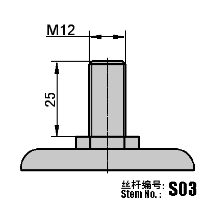 5"螺纹杆连体刹车【超级PU】脚轮（黑色）M12*25